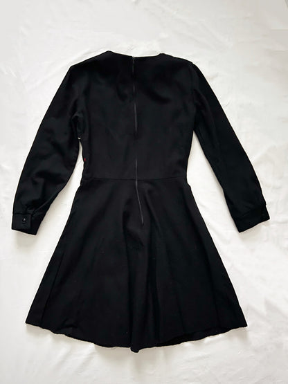 60s black and colorful flowers dress, Size XS