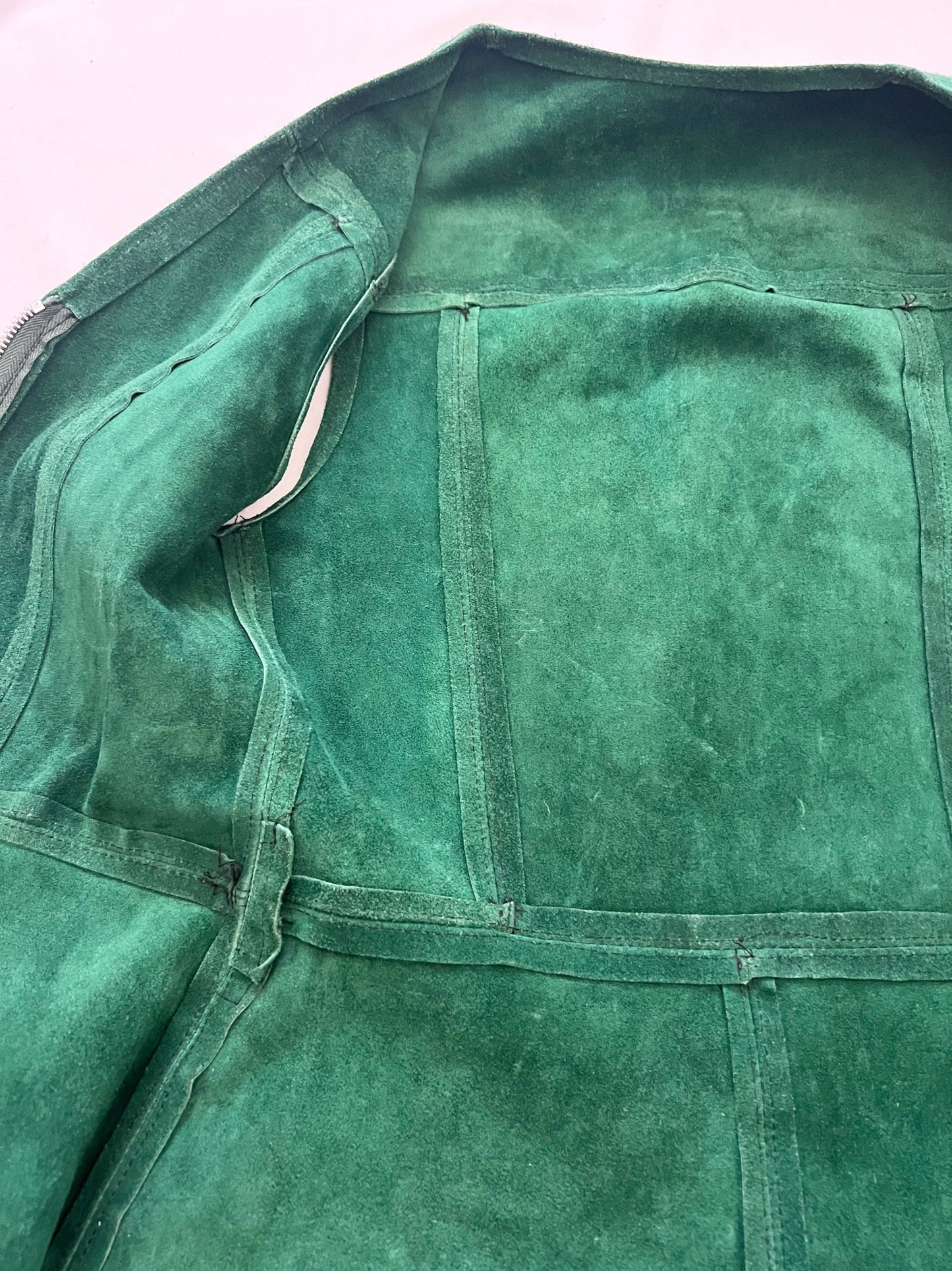 60s green suede dress, Size XS