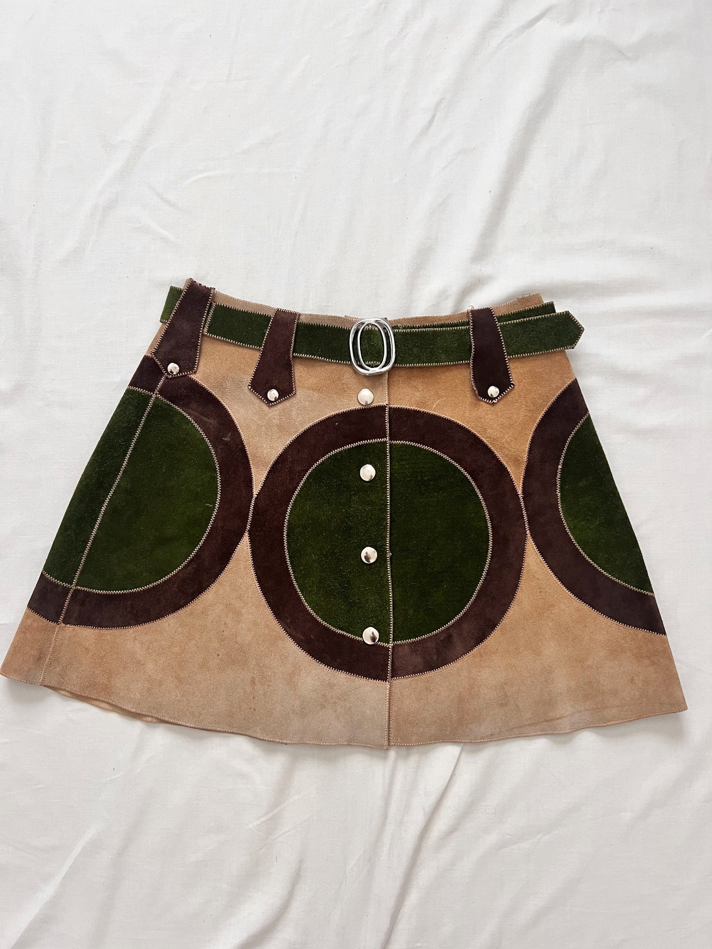 60s/70s circle suede skirt, Size XS