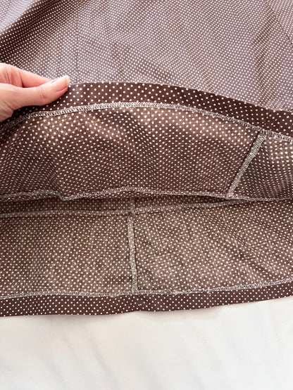 70s brown & white polka dot dress, Size L