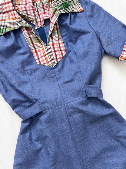 Blue and plaid dress, Size S