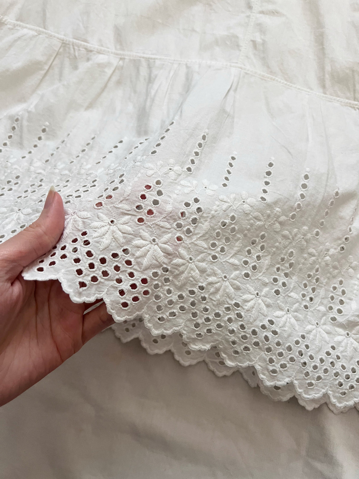 Antique white cotton midi skirt, Size S-M