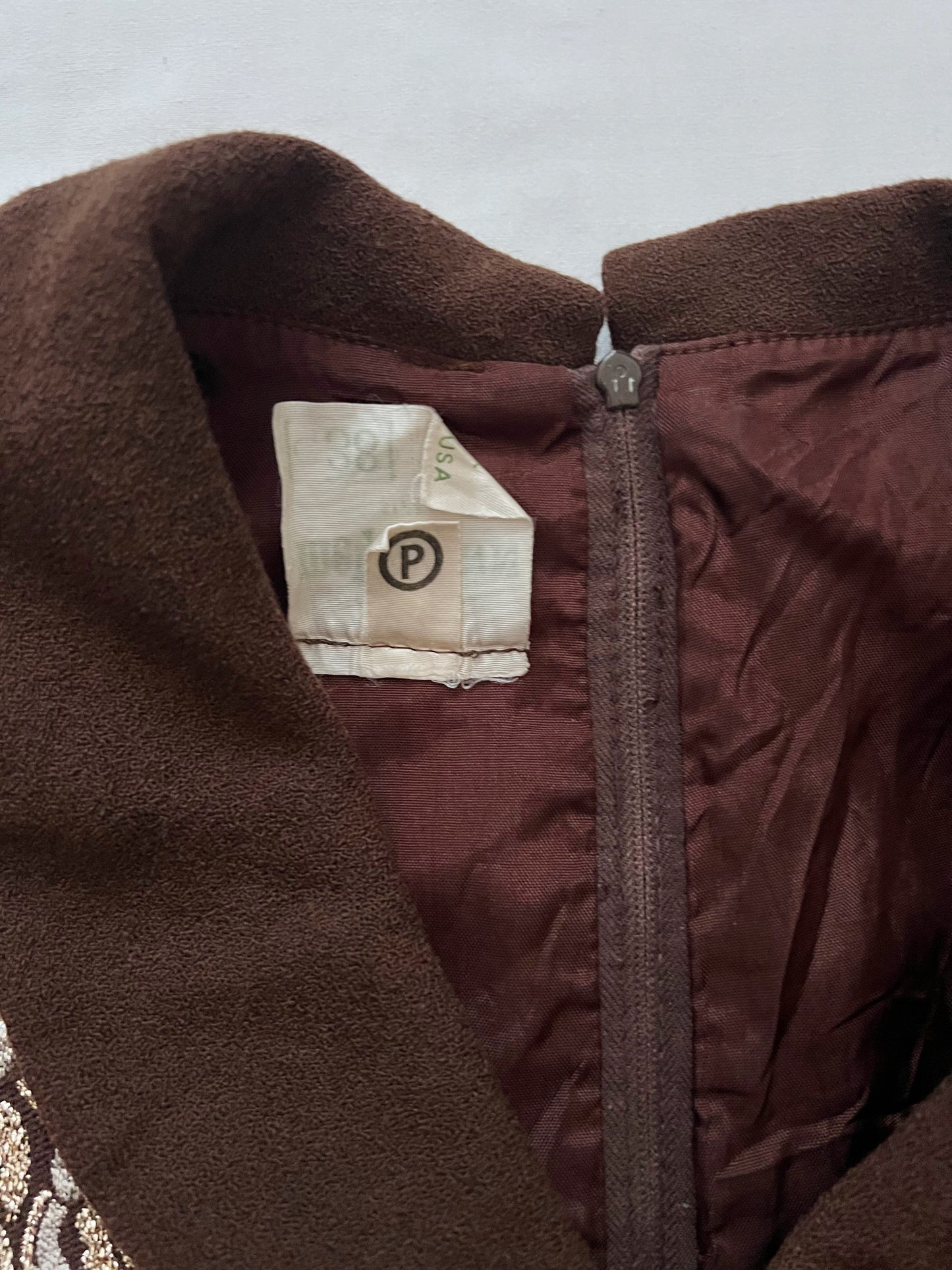 60s gold, silver and brown dress, Size S