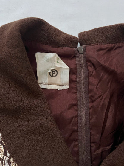 60s gold, silver and brown dress, Size S