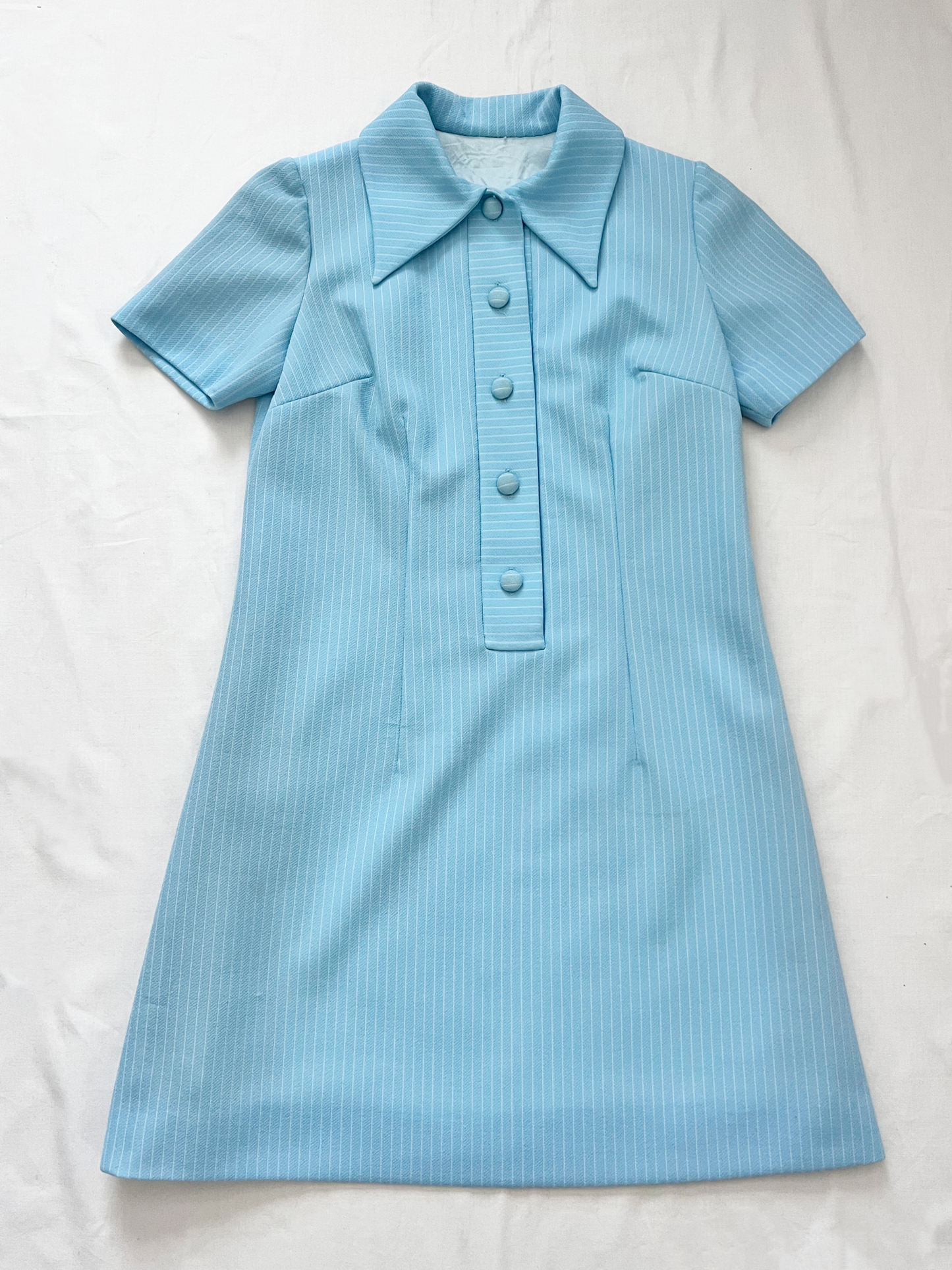 60s blue striped dress, Size M