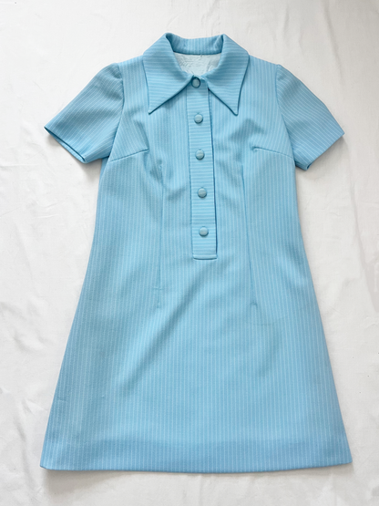 60s blue striped dress, Size M