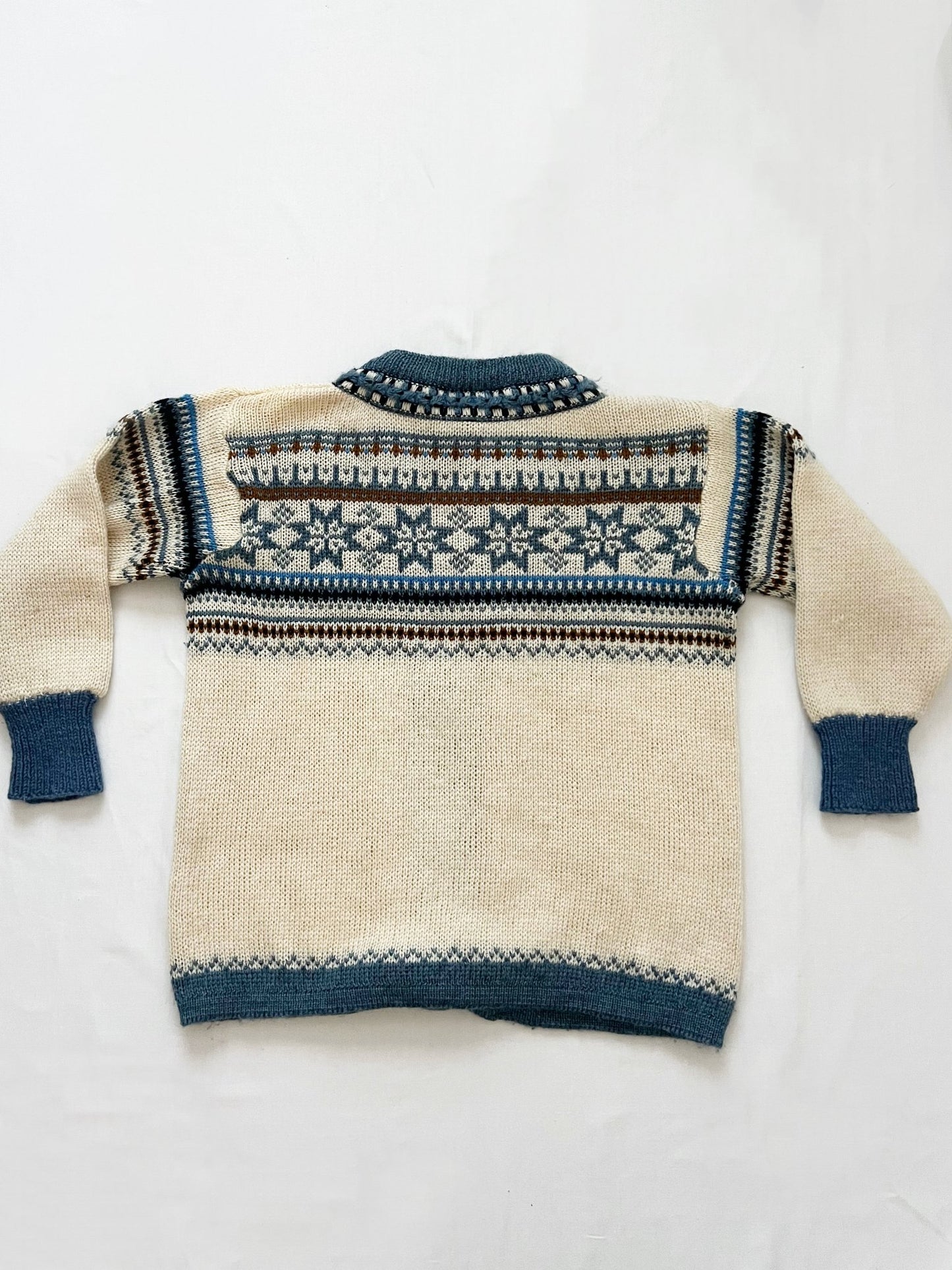 Blue & white Norwegian wool cardigan, Size L-XL