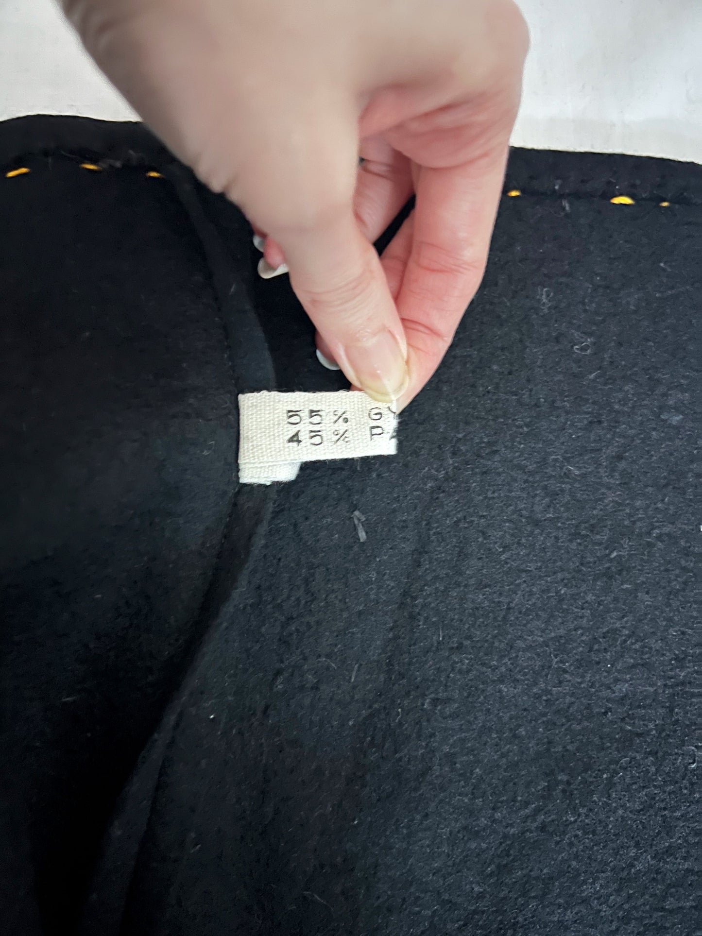 70s Hungarian Matyo felted black vest with embroidered flowers, Size M