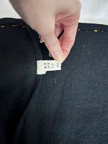 70s Hungarian Matyo felted black vest with embroidered flowers, Size M