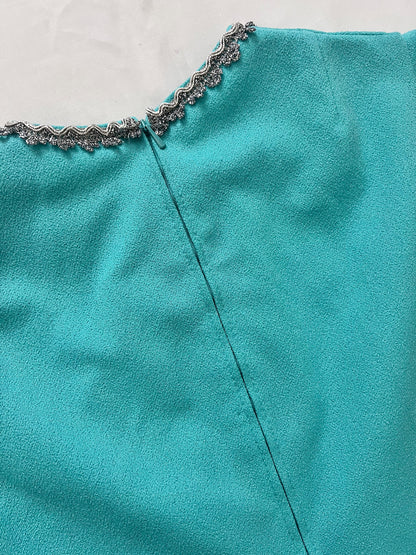 70s turquoise and silver dress, Size S
