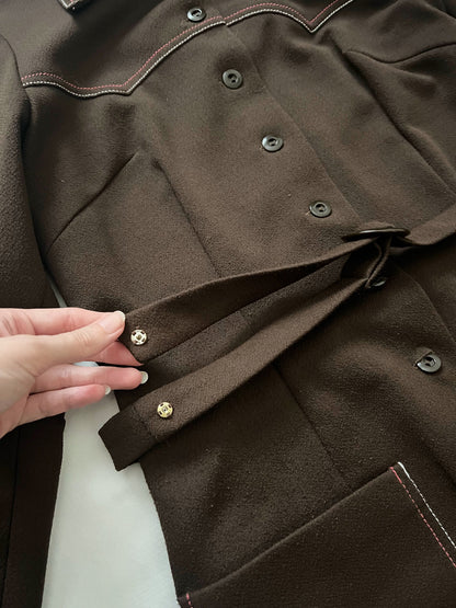 70s brown dress with pockets, Size S-M