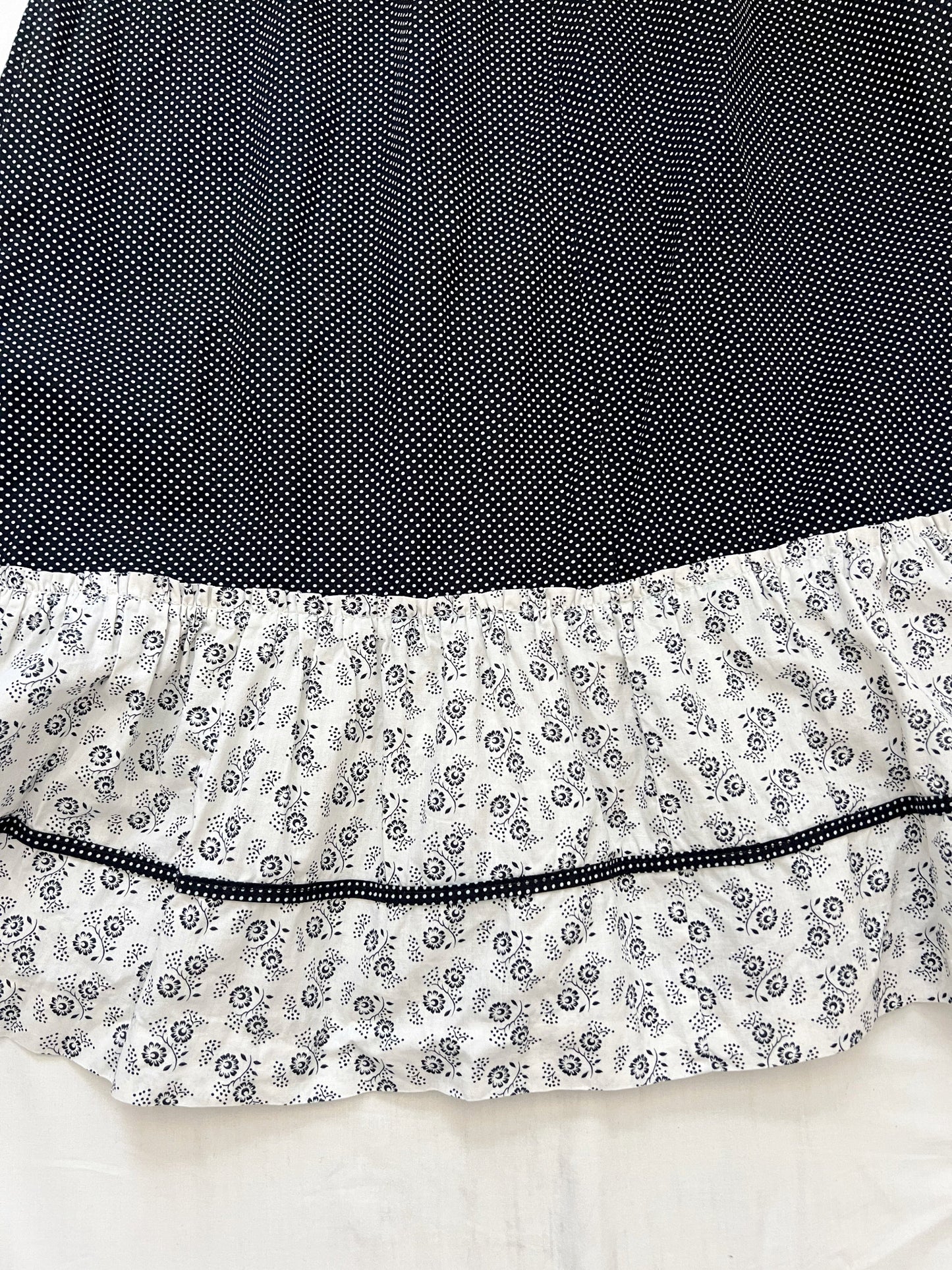 70s cotton black and white sundress, Size S