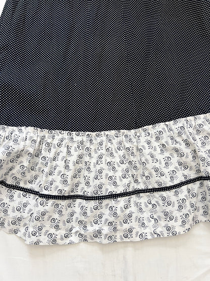70s cotton black and white sundress, Size S