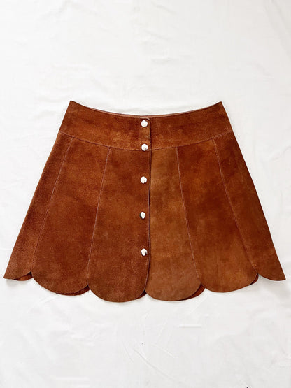 60s/70s suede scalloped mini skirt, Size S