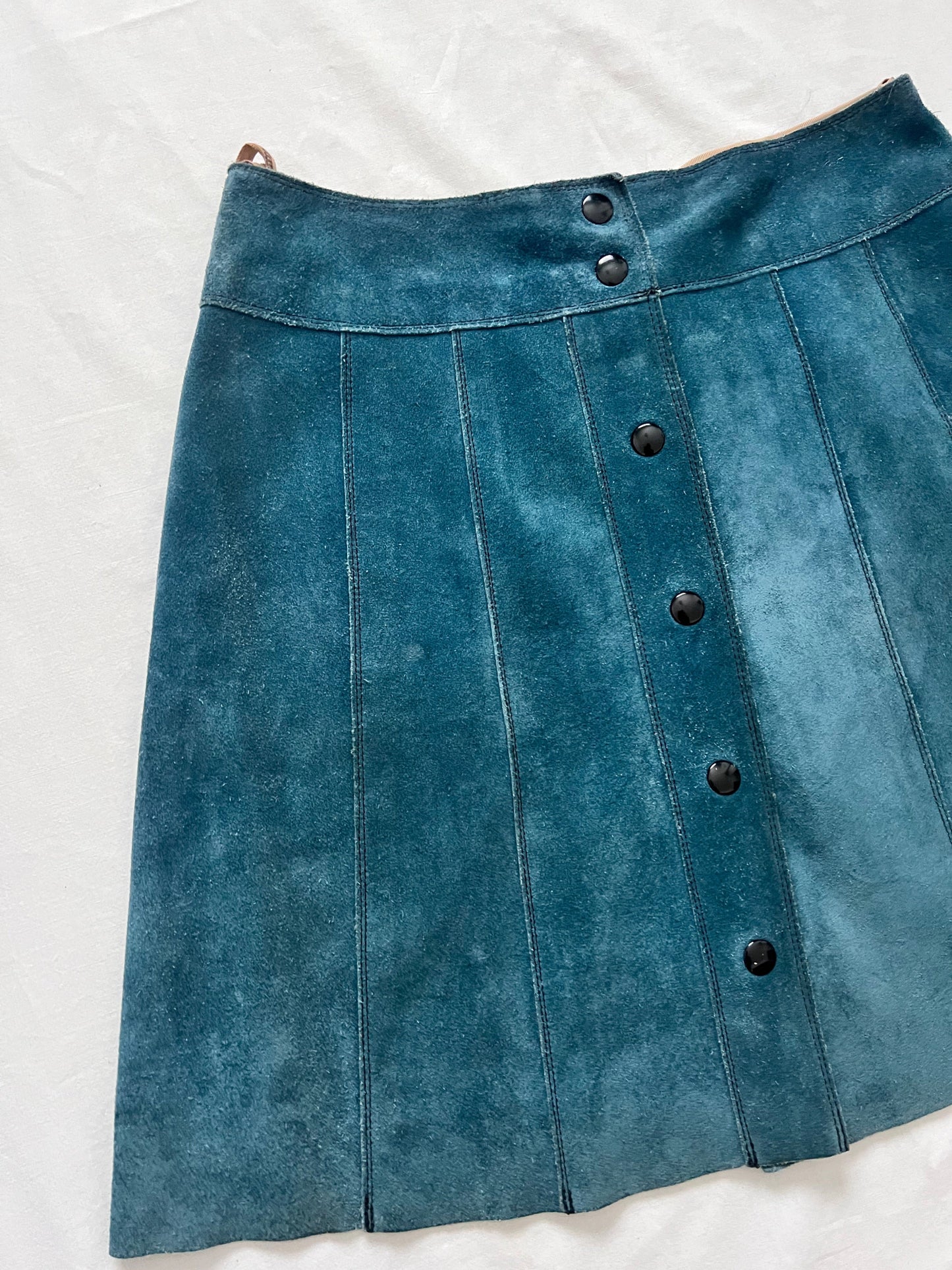 70s blue suede skirt, Size S