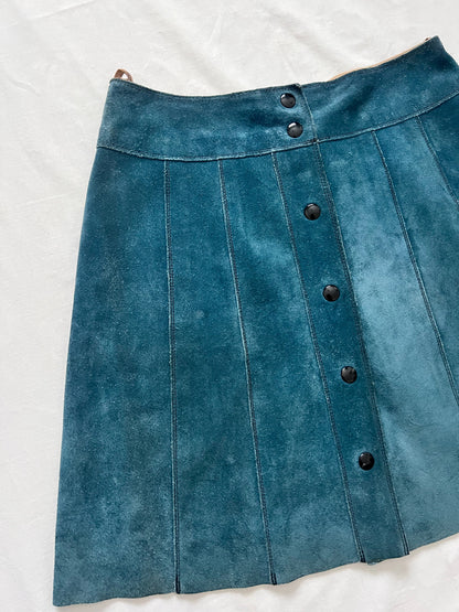 70s blue suede skirt, Size S
