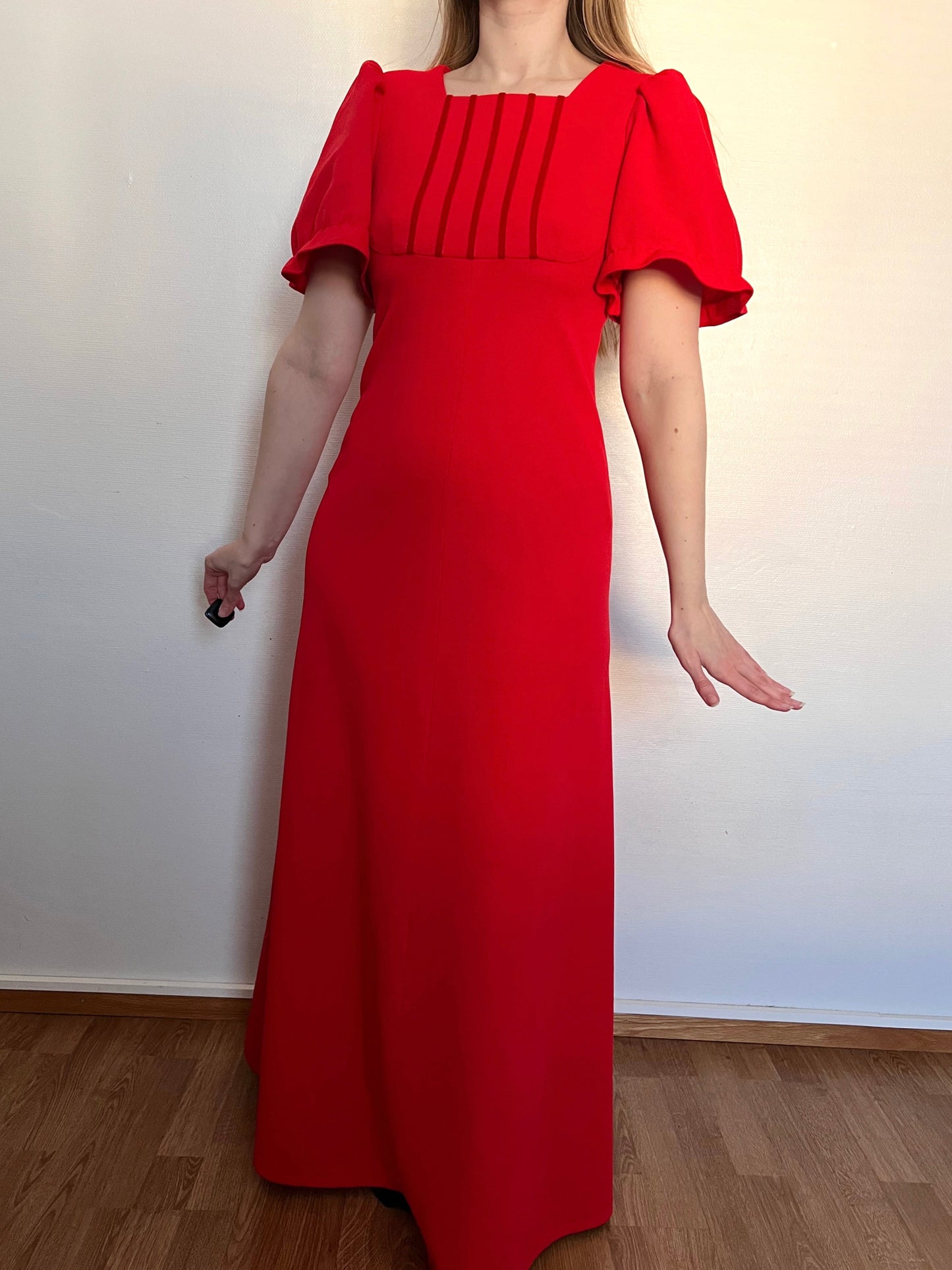 70s red maxi dress, Size XS