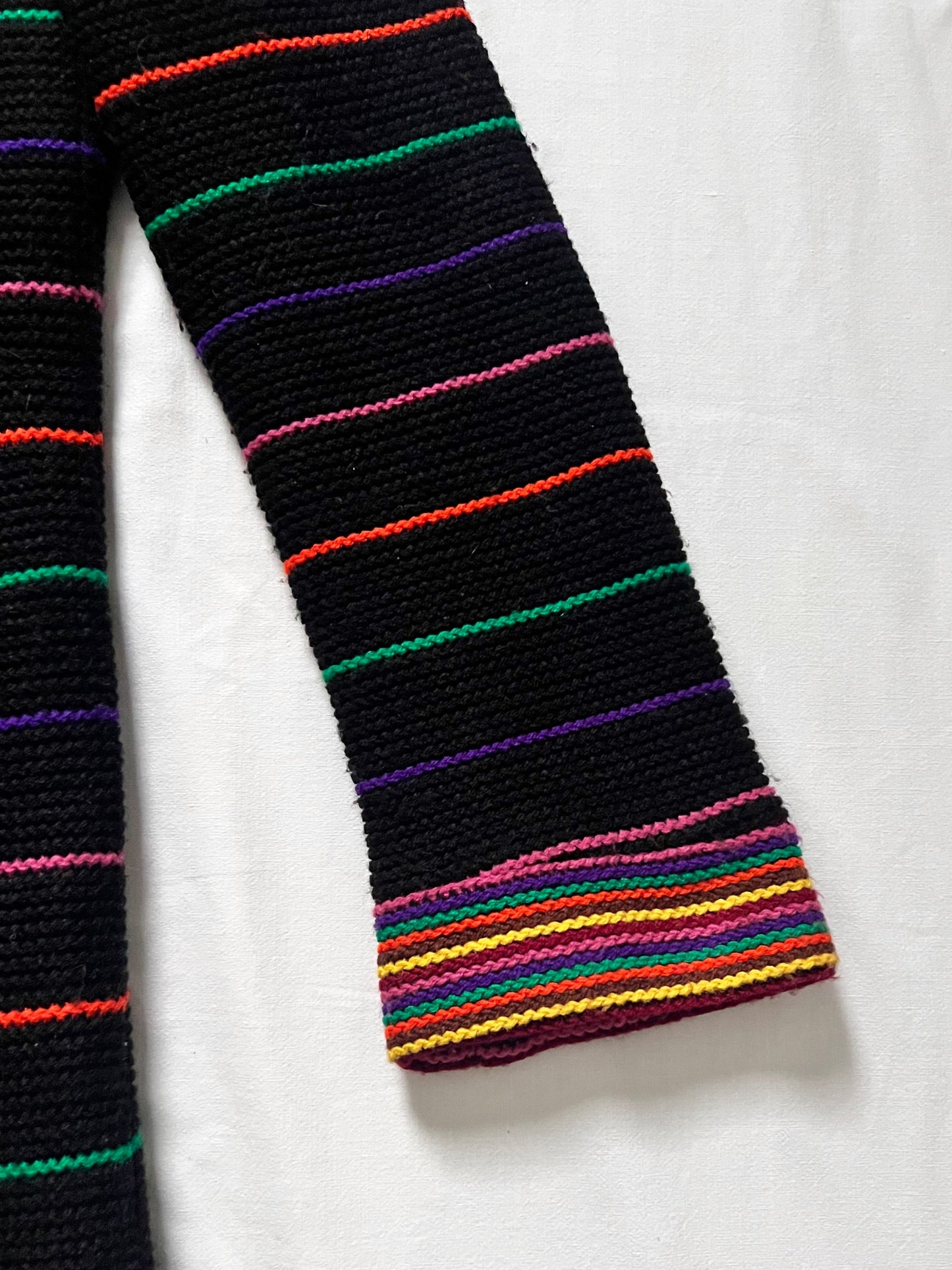 70s black & colorful striped knitted dress, Size S