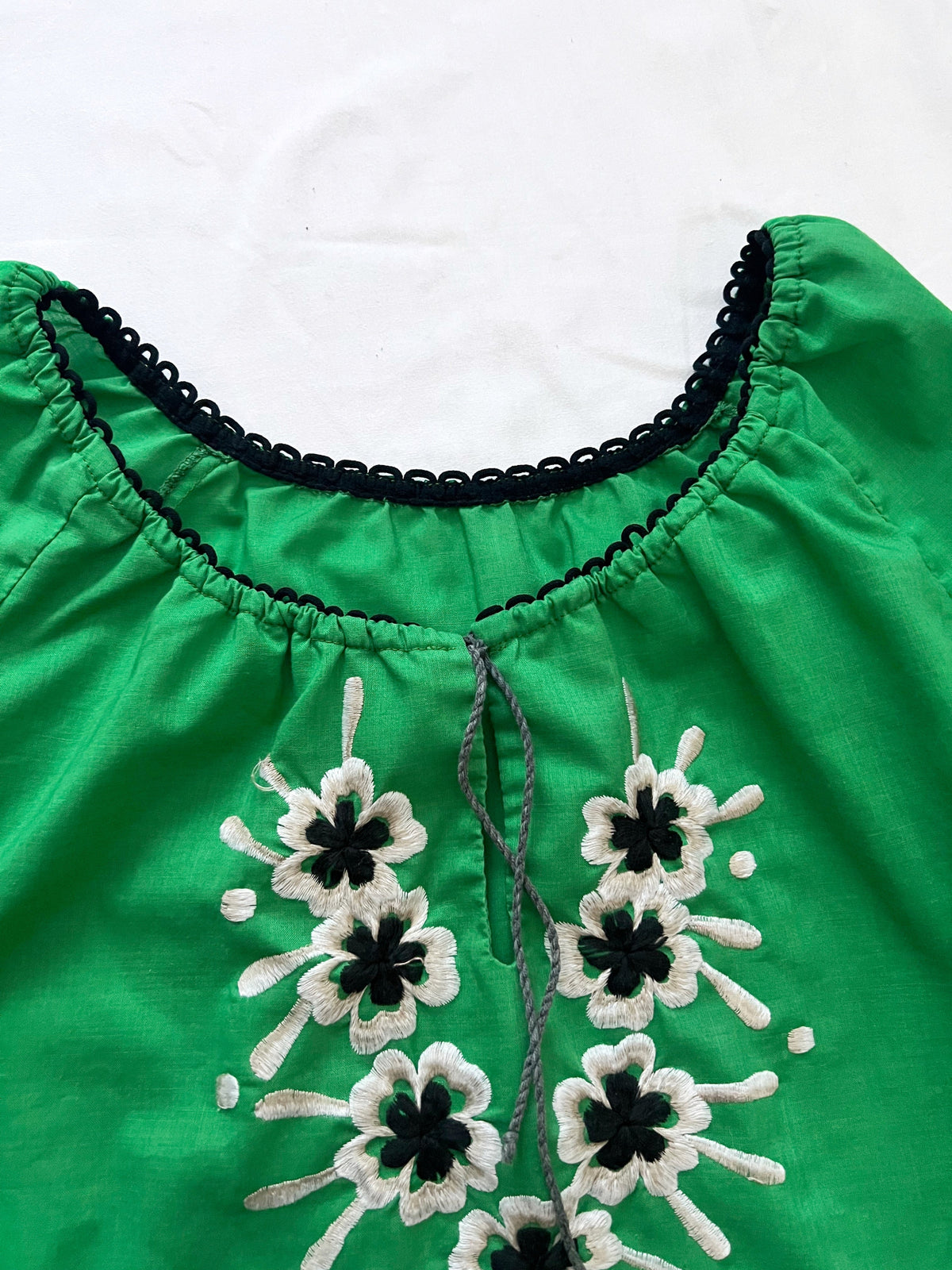 70s green and floral blouse, Size M
