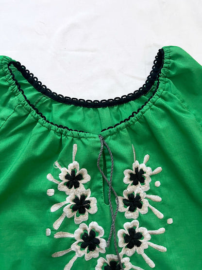70s green and floral blouse, Size M