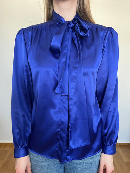 Blue bow blouse, Size L