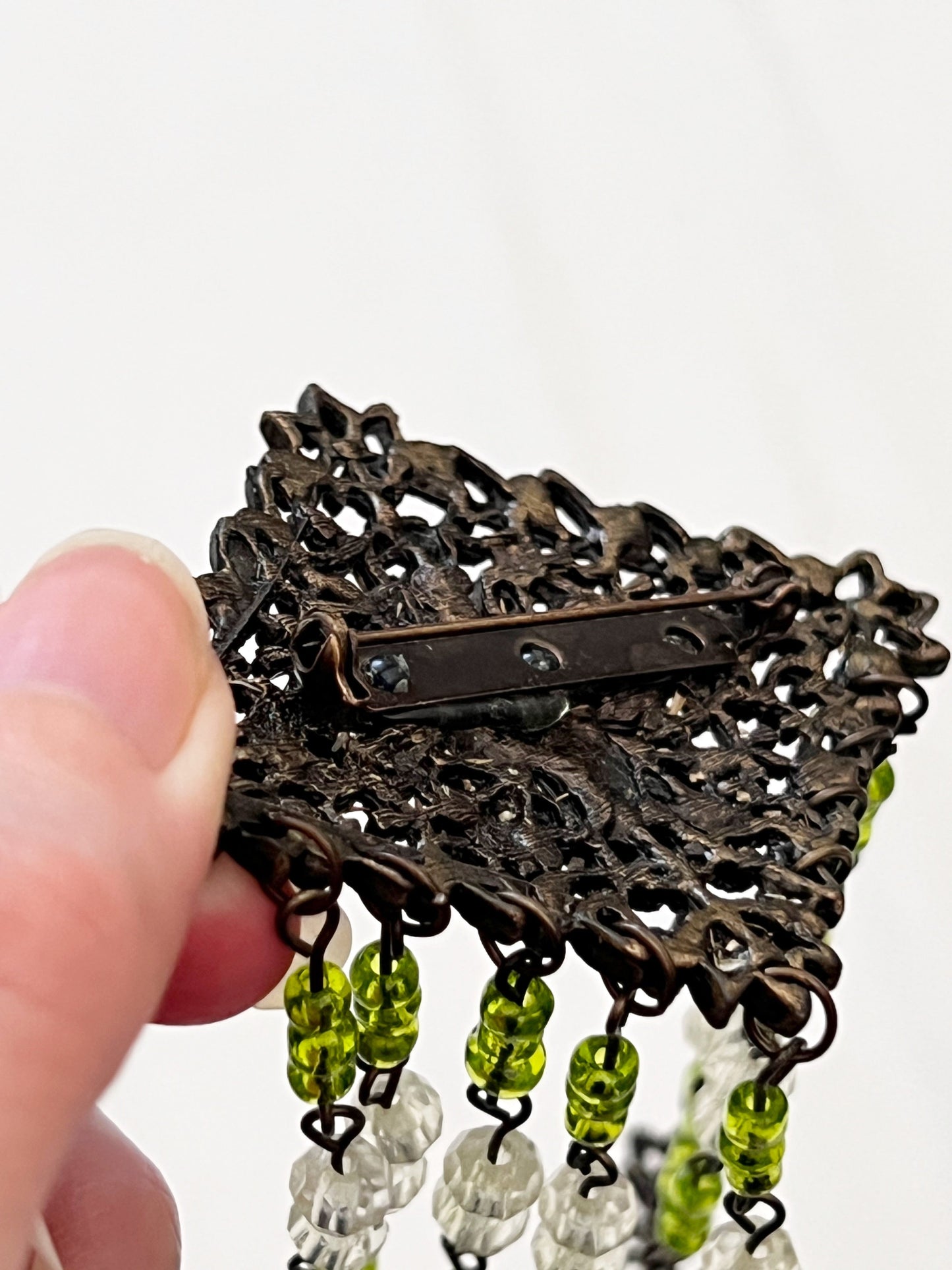 Green beads brooch