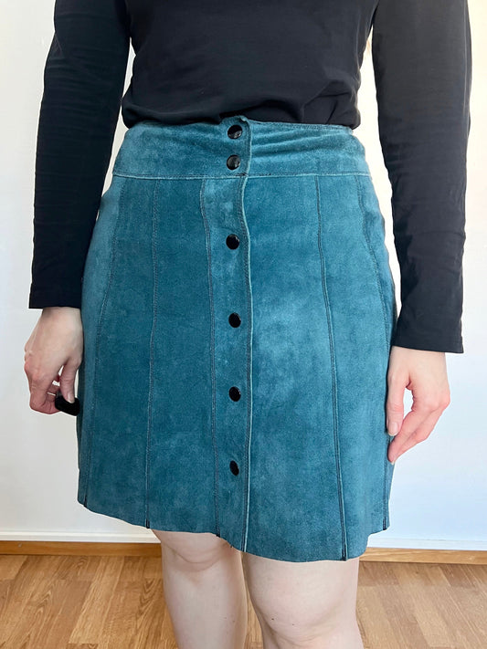70s blue suede skirt, Size S