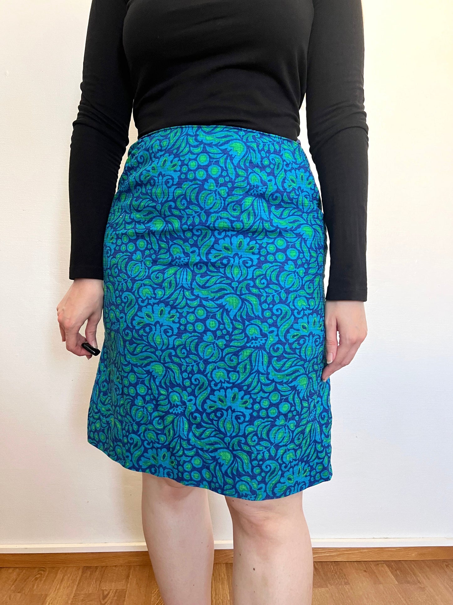 60s blue groovy skirt, Size XS
