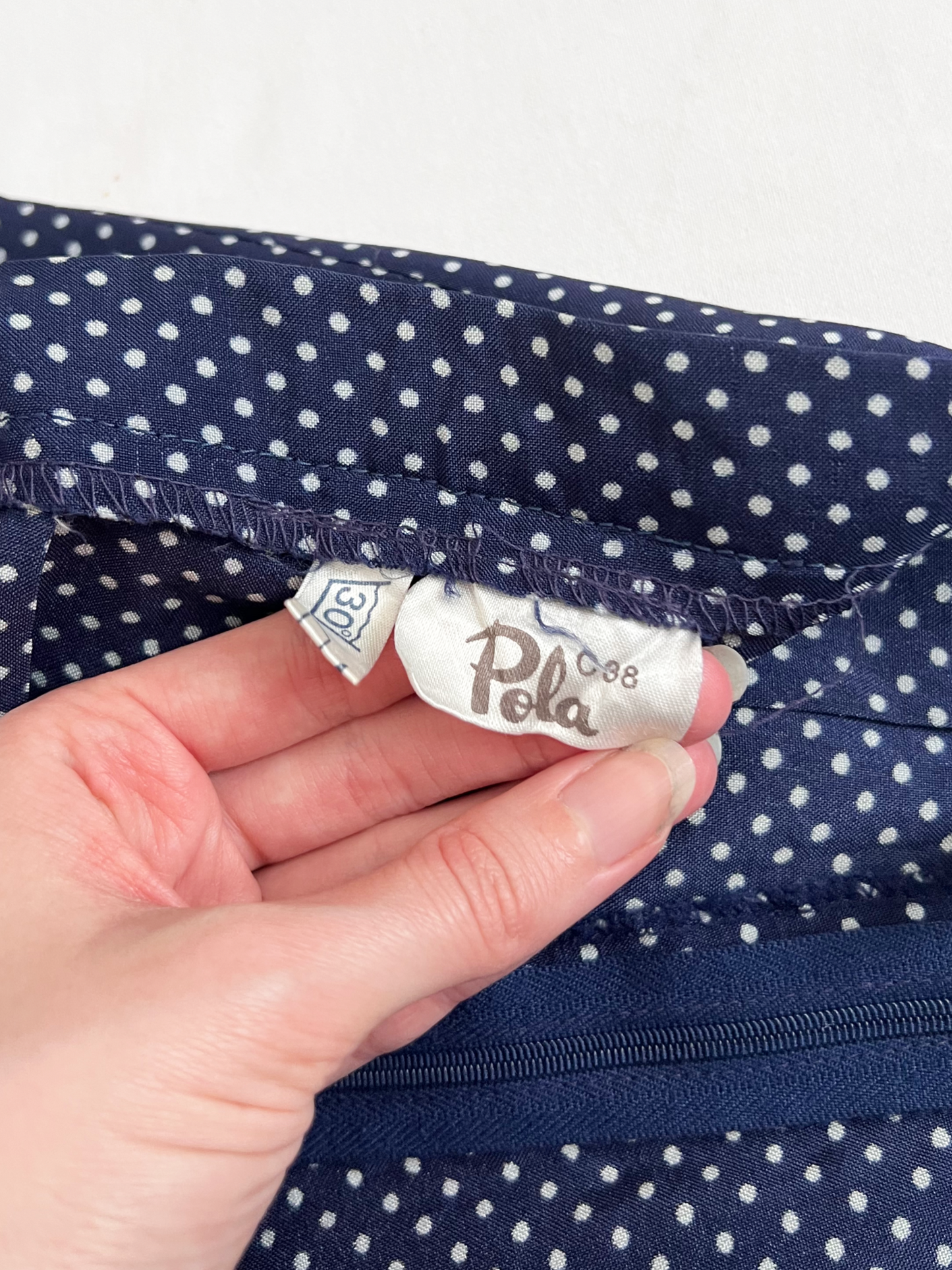 Blue and white polka dot skirt, Size S