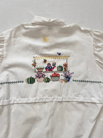 80s/90s flower market stall embroidery blouse, Size M