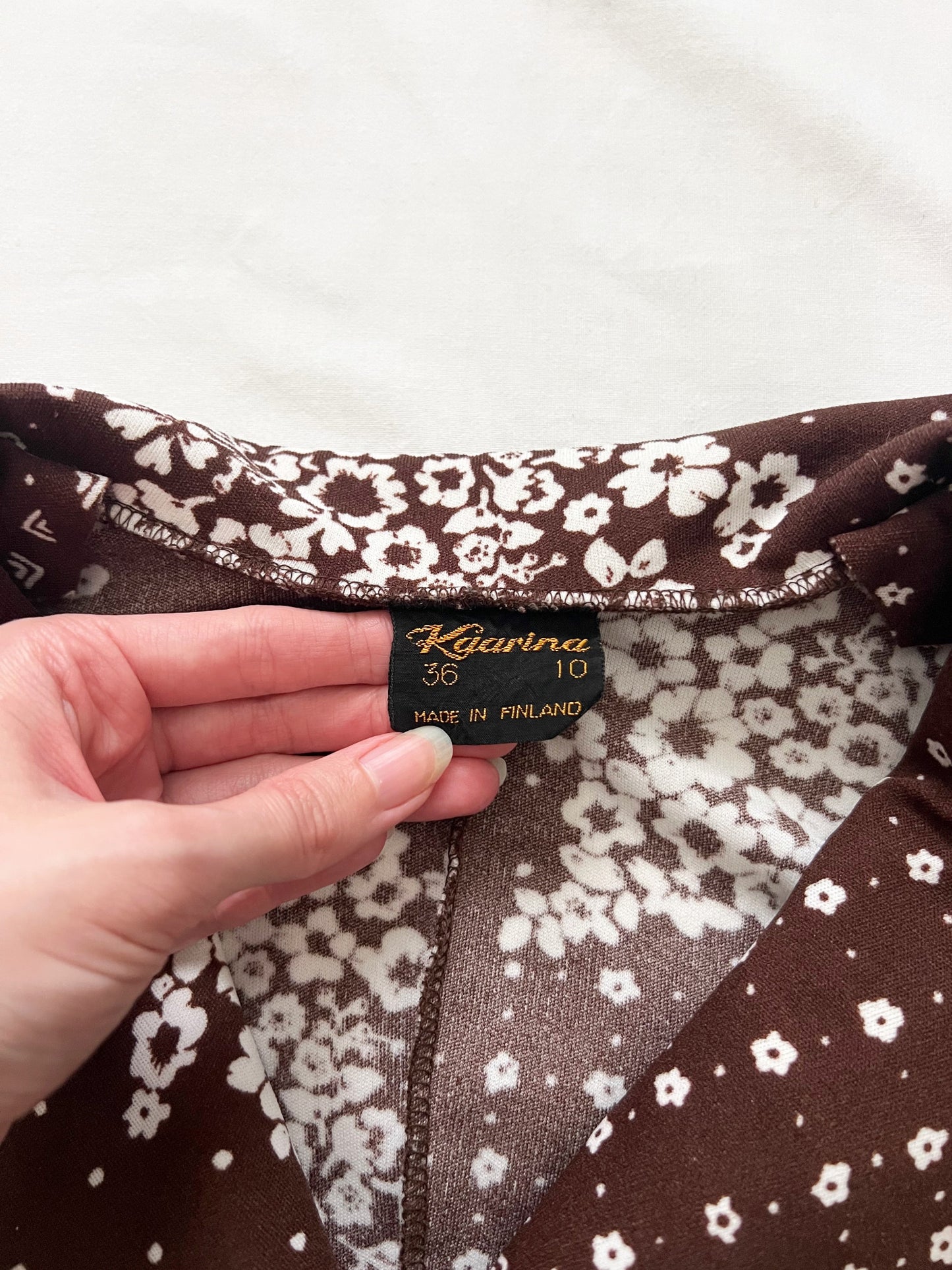 70s brown and white dress, Size S