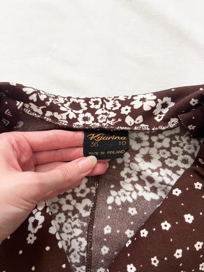 70s brown and white dress, Size S