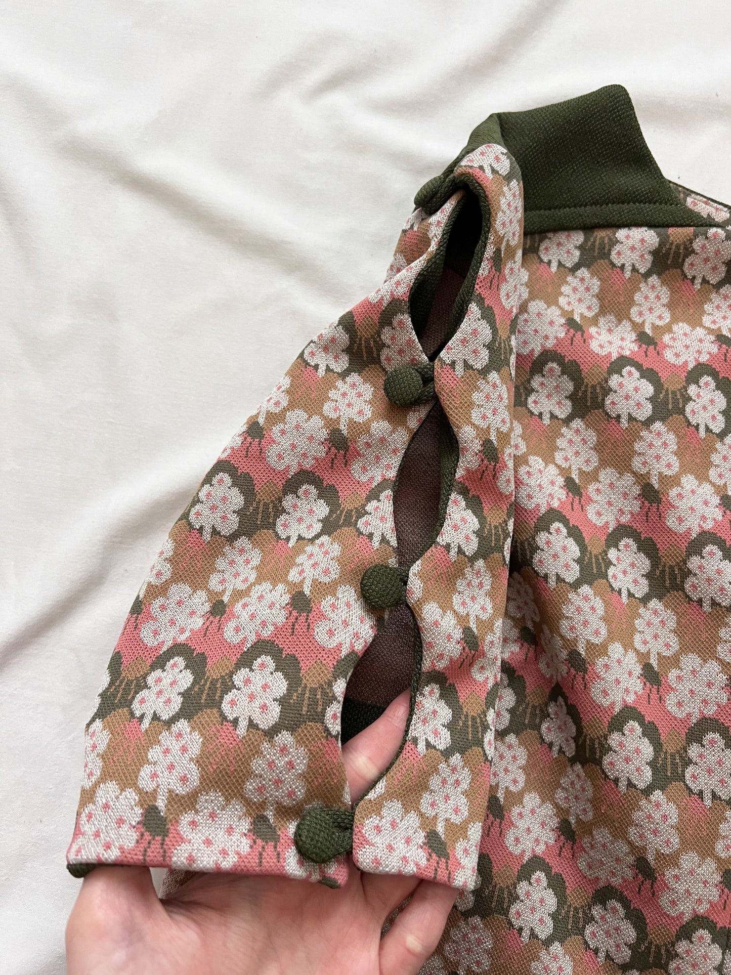60s long floral motif dress, Size S-M