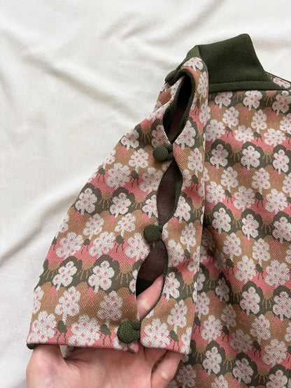 60s long floral motif dress, Size S-M