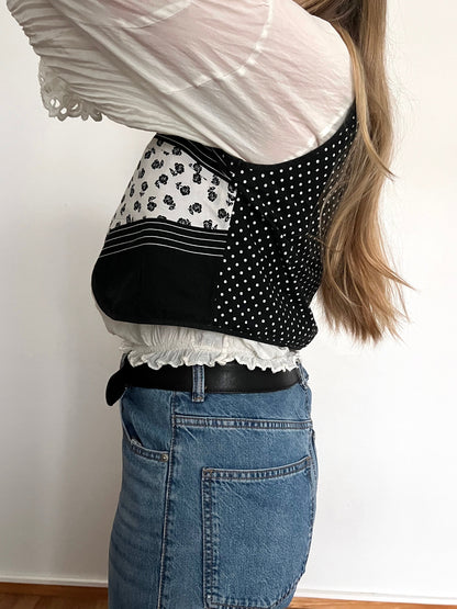 70s black and white vest, Size M-L