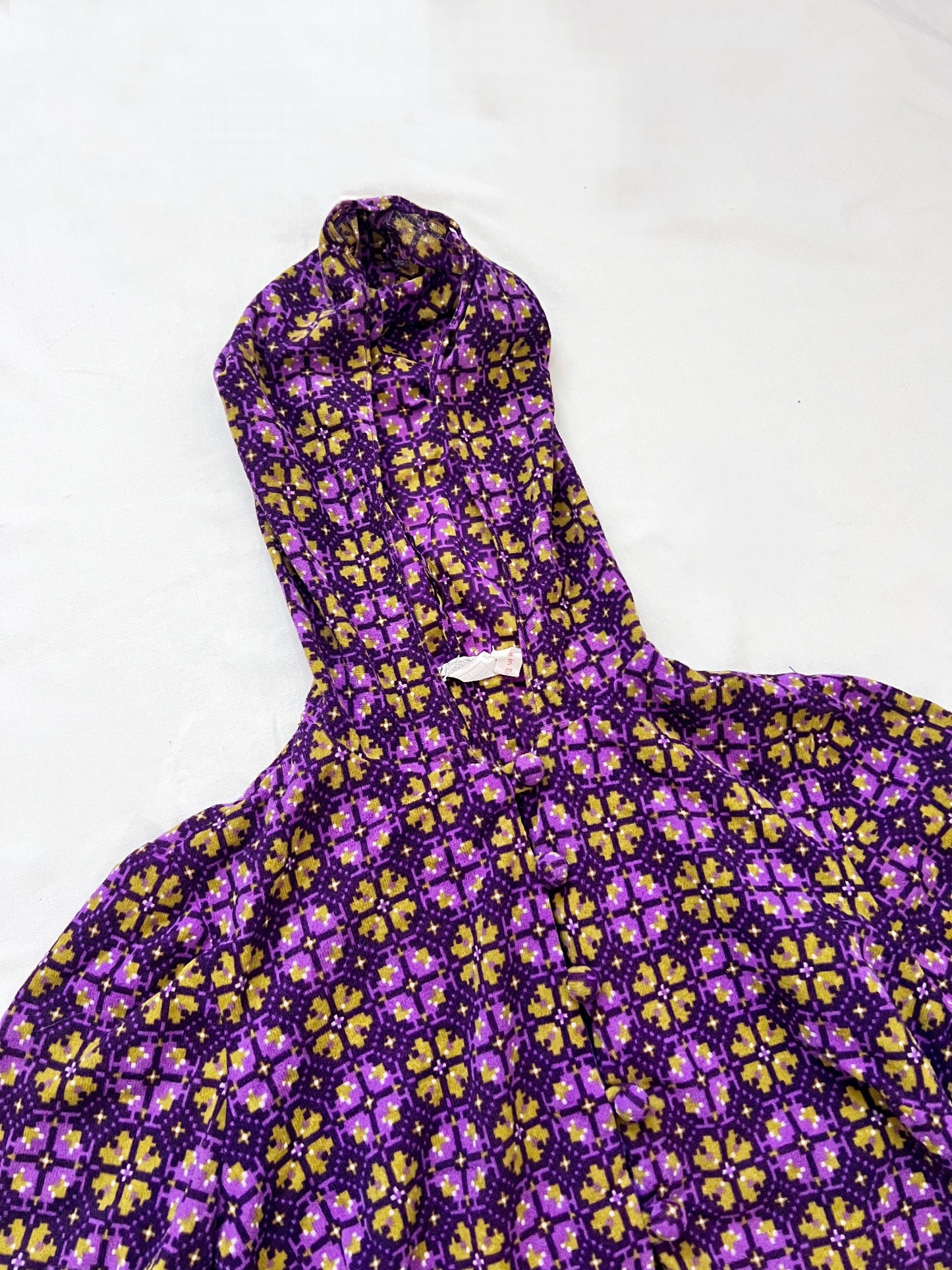 60s purple hooded mini dress, Size XS-S
