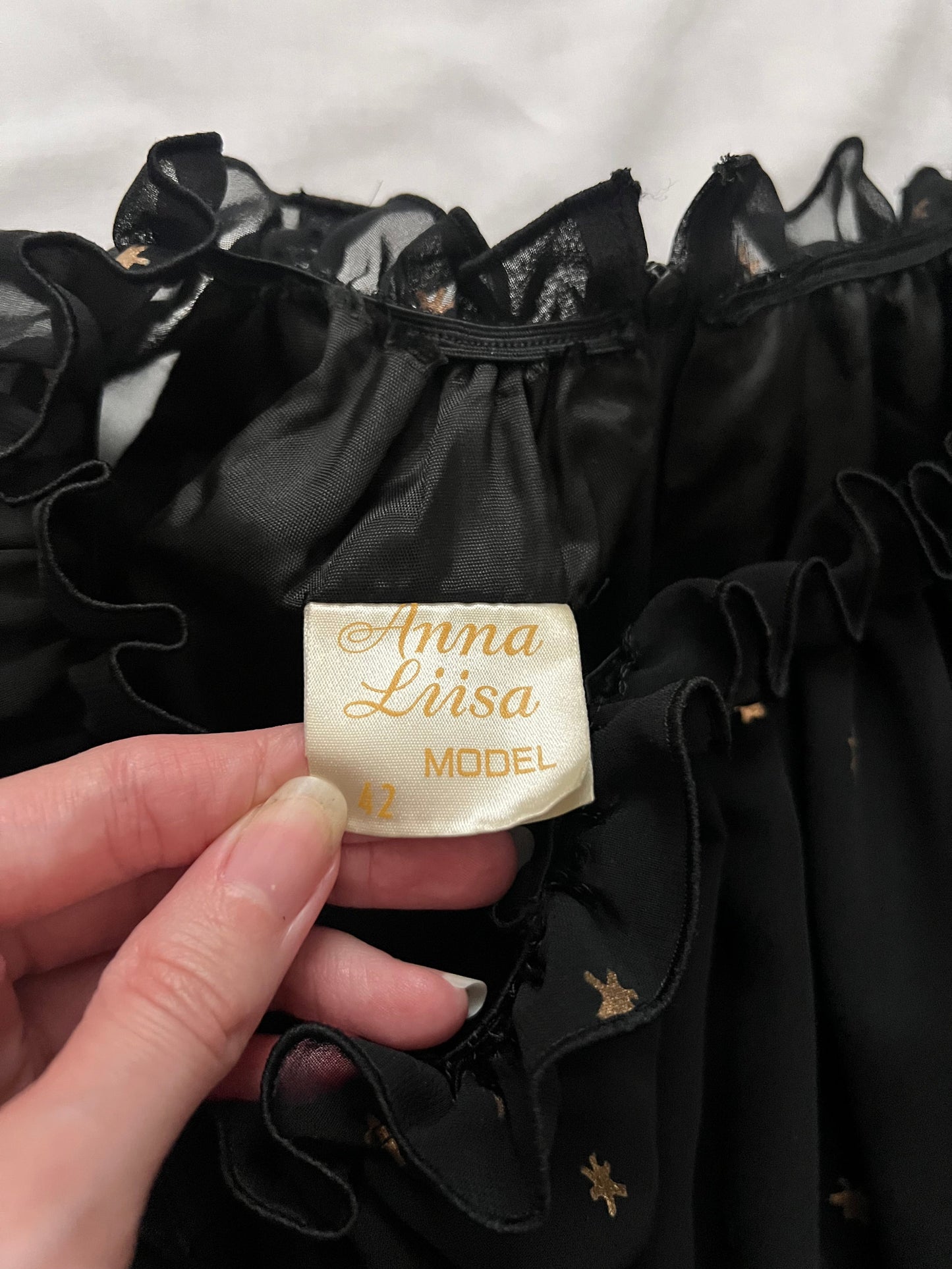 70s black and gold stars gown, Size L