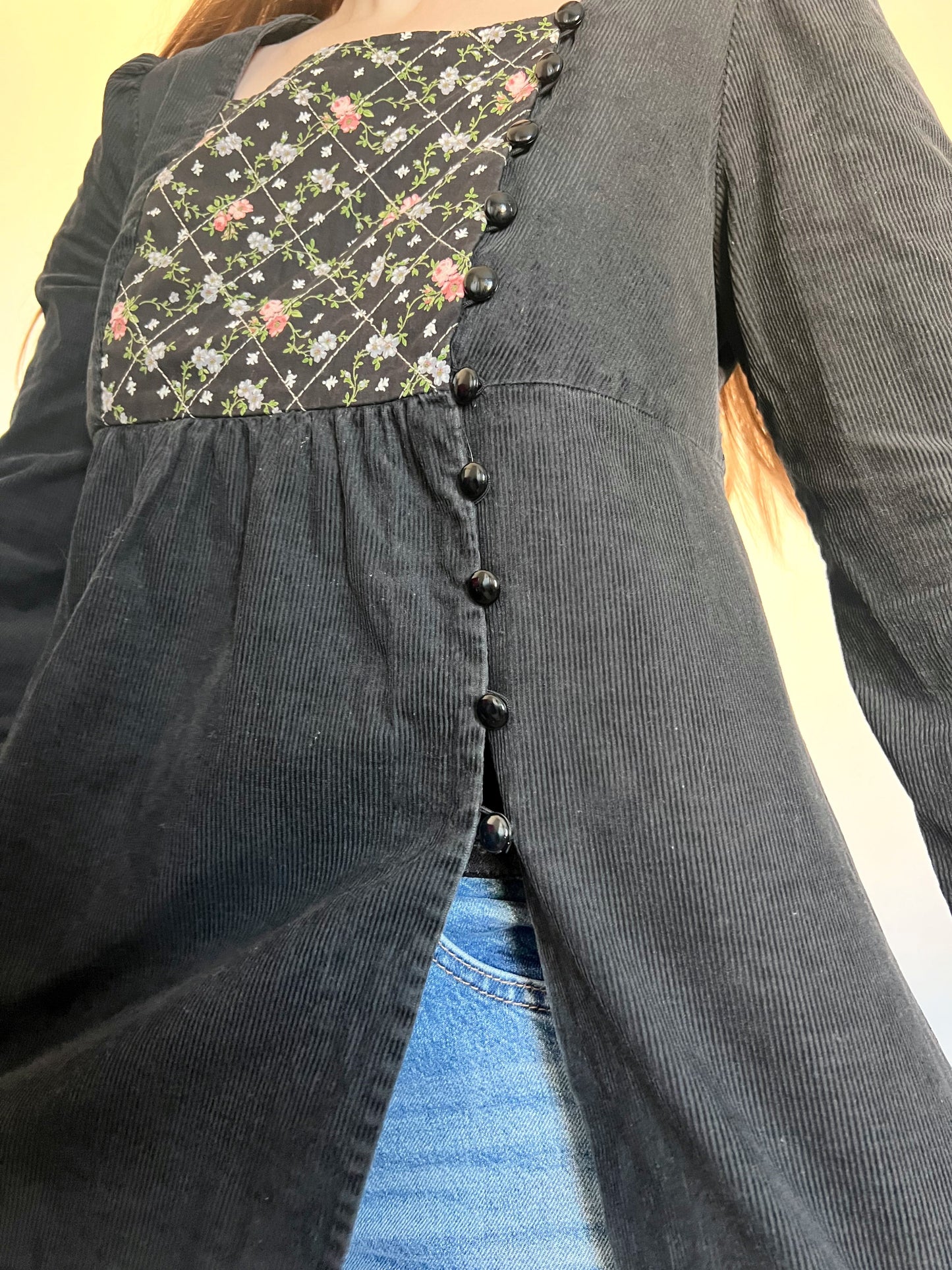 70s Pia & Paula black ribbed blouse, Size S