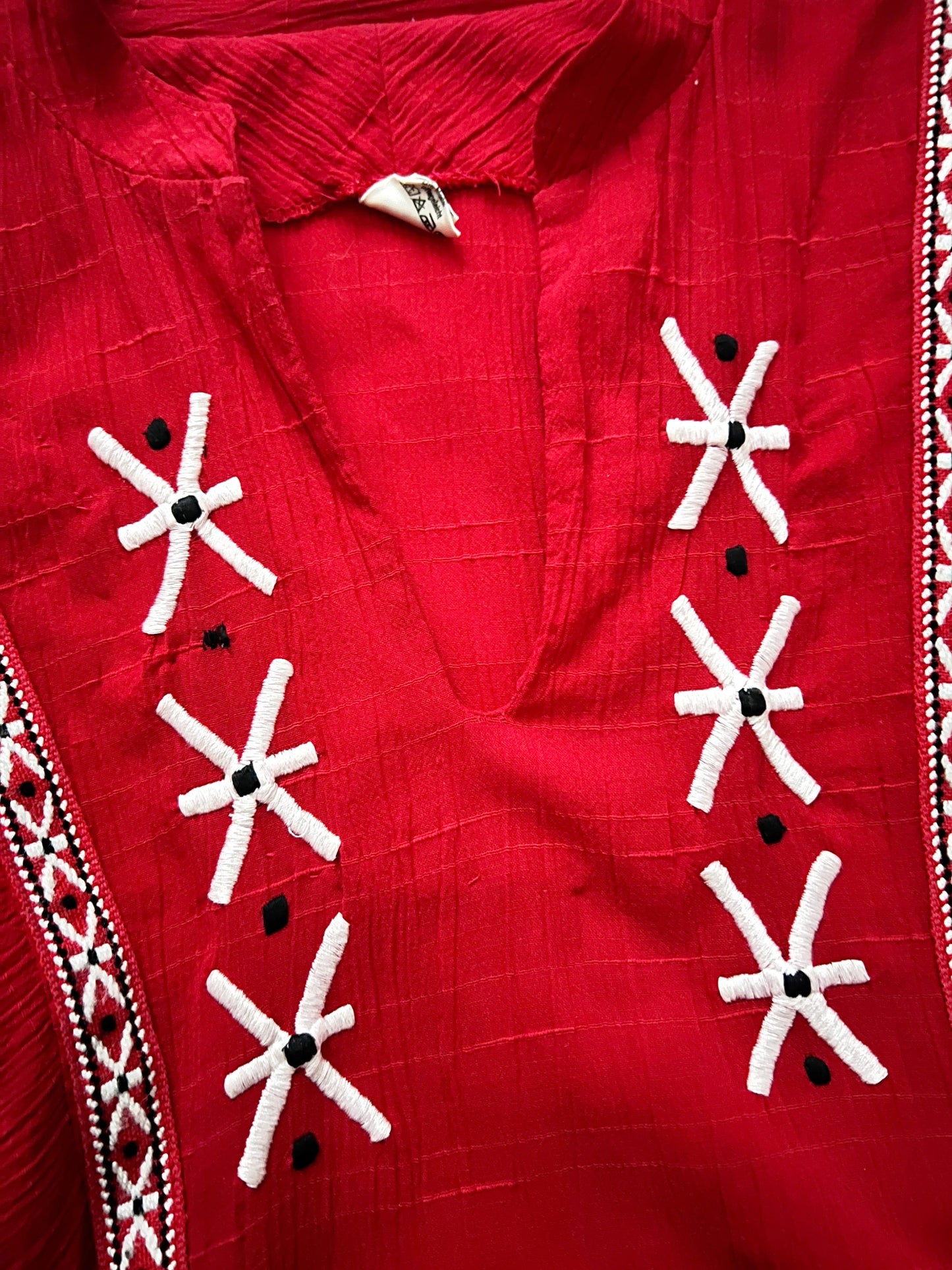 70s red bohemian dress, Size XS-S