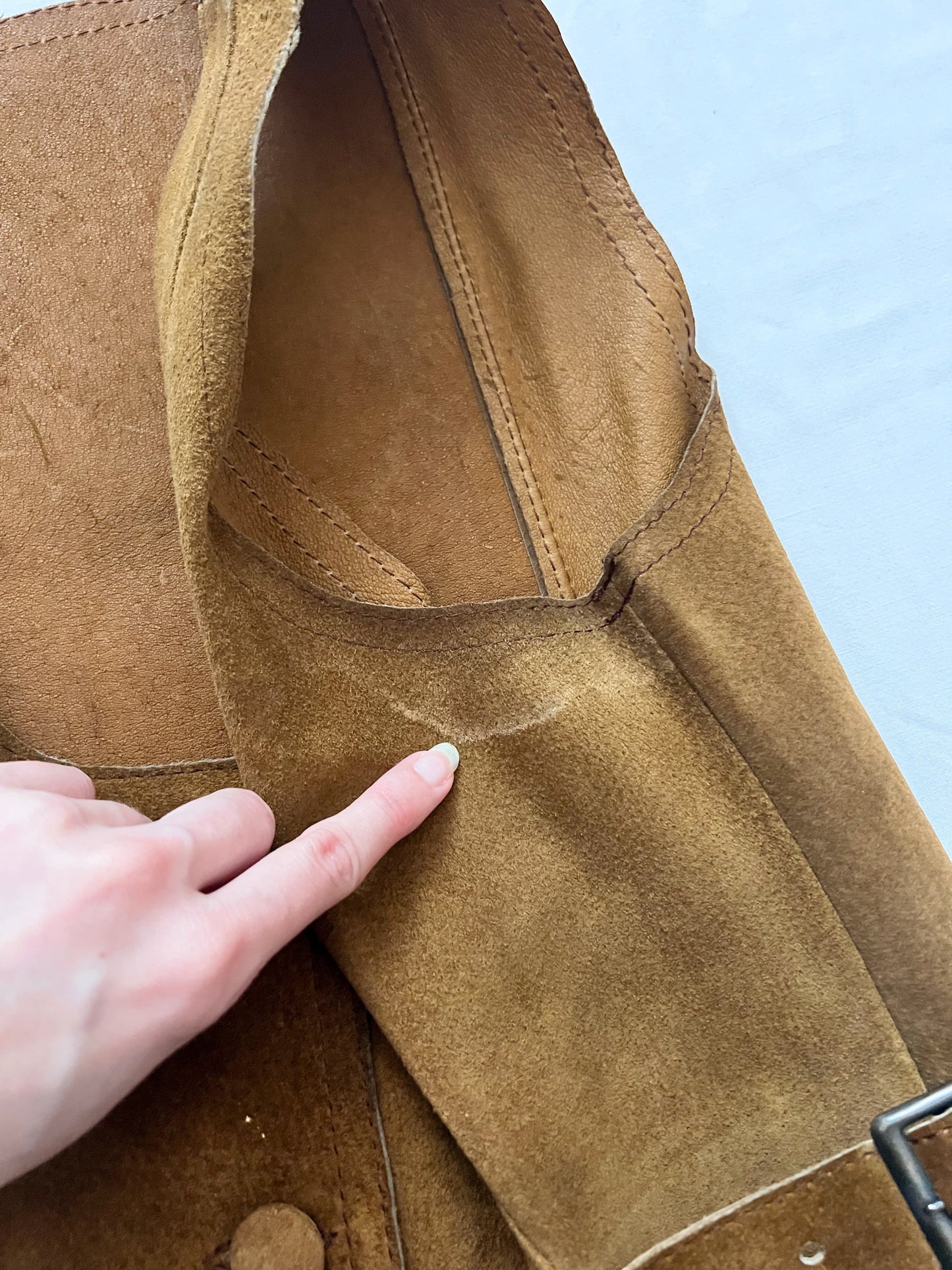 70s brown suede vest and skirt set, Size S