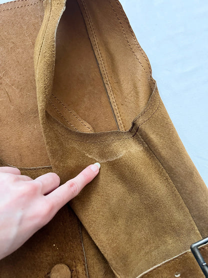 70s brown suede vest and skirt set, Size S