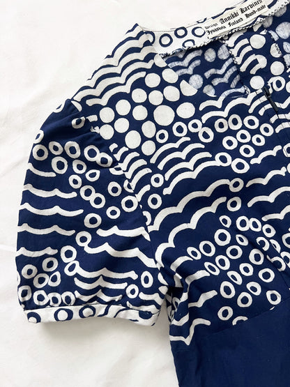 60s blue and white mini dress, Size XS-S