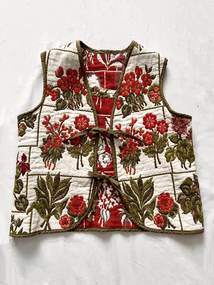 60s quilted floral vest, Size S-M