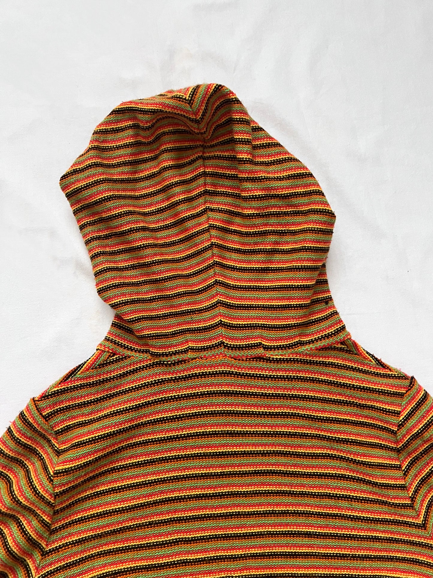 70s knitted striped hooded dress, Size S