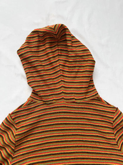 70s knitted striped hooded dress, Size S