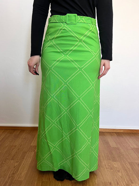 70s Vuokko green maxi skirt, Size S-M