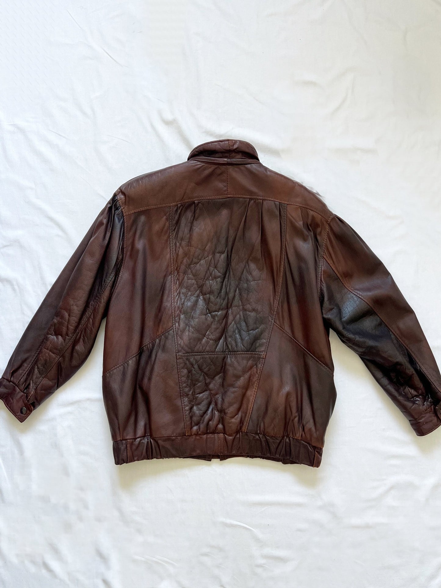 Brown 80s bomber leather jacket, Size L-XL