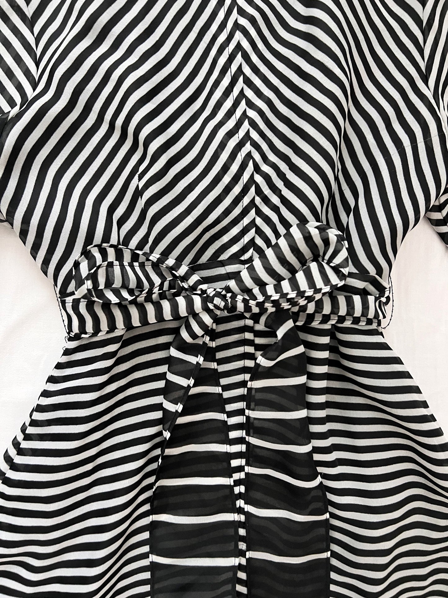 70s black and white striped dress, Size S-M