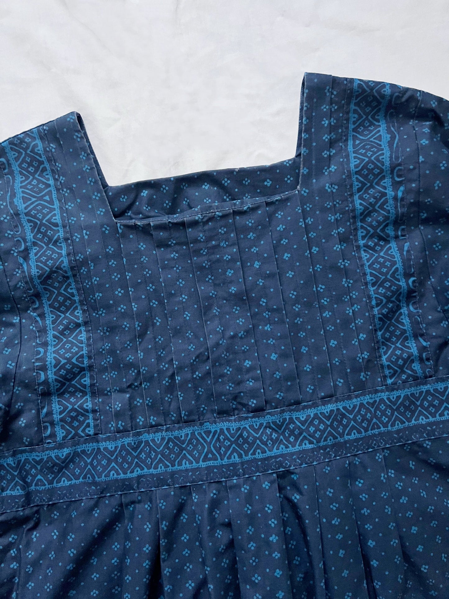 Vintage 70s blue Marimekko Mila 100% cotton dress, Size M