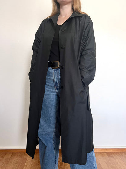 70s black trench coat, Size M